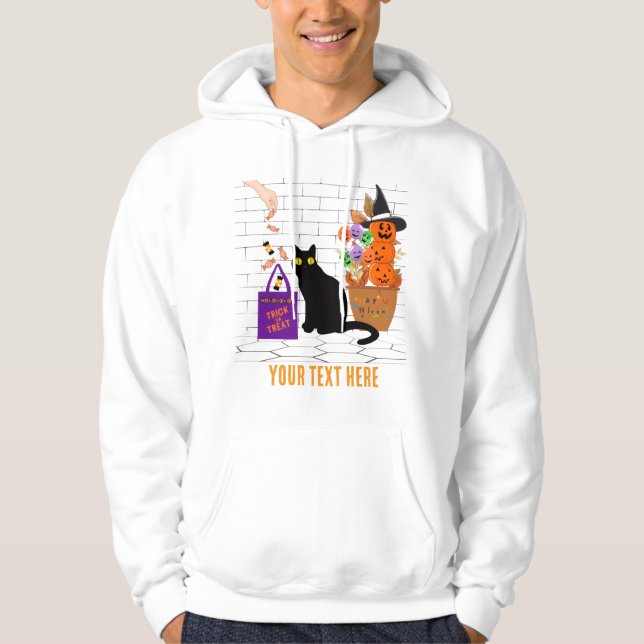 verkabelte Katze mit Kürbis in halloween bearbeitb Hoodie (Vorderseite)