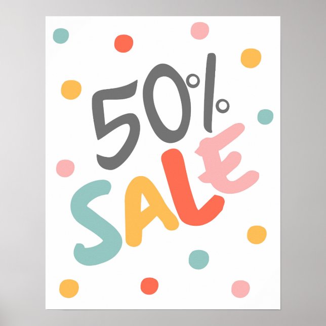 Verkauf 50% Rabatt, großes Verkaufszeichen, Boutiq Poster (Vorne)