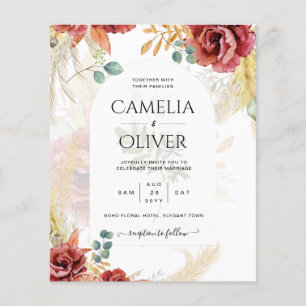 VERKAUF! Boho Burgunder Gold Blumen Landhaus Farm Flyer