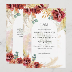 VERKAUF! Boho Burgundy Gold Floral Country Stallfa Einladung