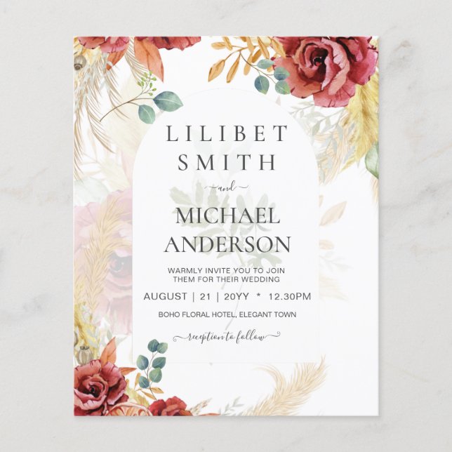 VERKAUF! Boho Burgundy Gold Floral Country Stallfa Flyer (Vorne)