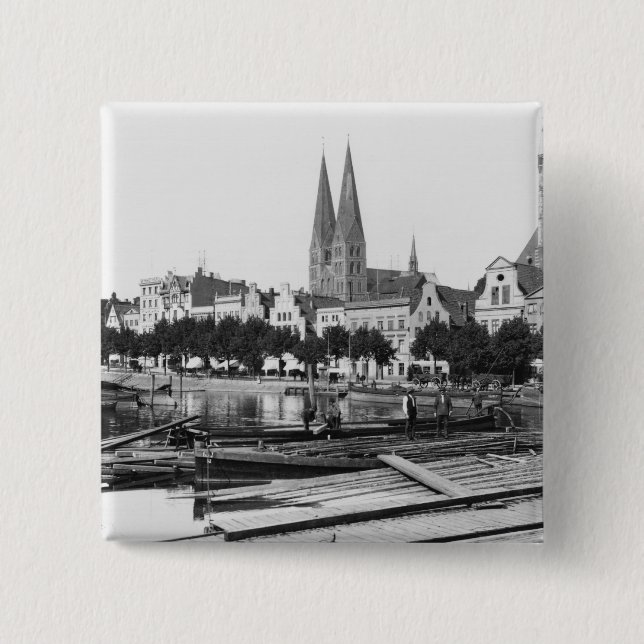 Verkauf des Holzes auf dem Fluss Trave, Lübeck, Button (Vorderseite)