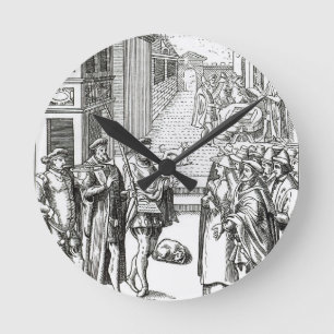 Verkauf durch Stadtausrufer, nach einem Runde Wanduhr