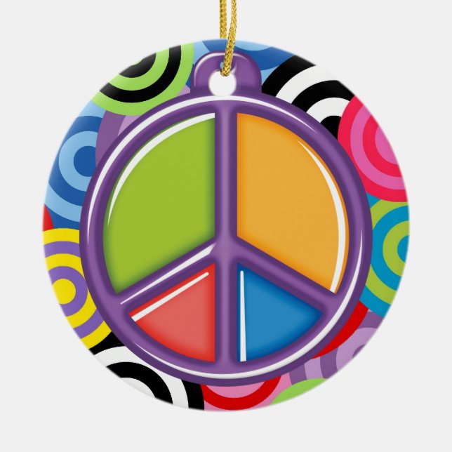 VERKAUF! - Ein Friedliches Thema - Friedenszeichen Keramikornament (Vorne)
