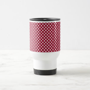 VERKAUF - tiefrote Polka-Punkt-Retro Reise-Tasse Reisebecher