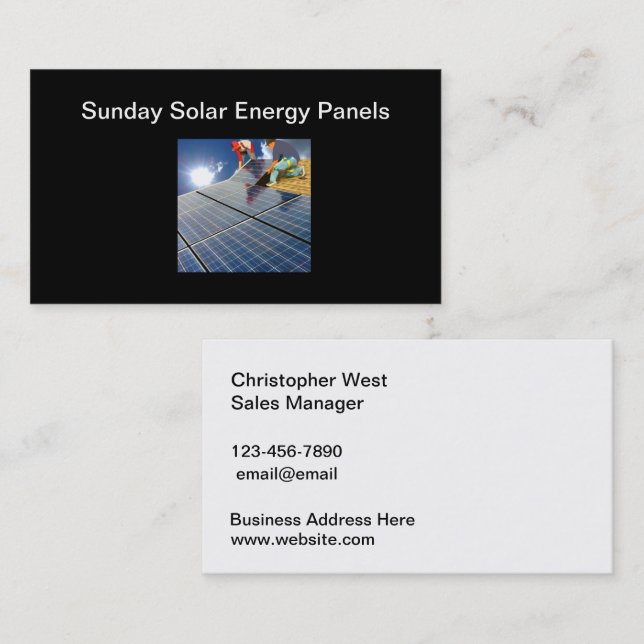 Verkauf und Service von Solarpaneelen Visitenkarte (Vorne/Hinten)