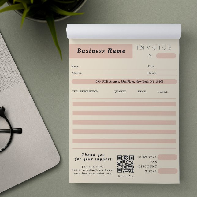 Verkauf von Rosa Creme Rechnungsstellung für klein Notizblock (Pink Cream Invoice Sales Receipt Small Business Notepad)