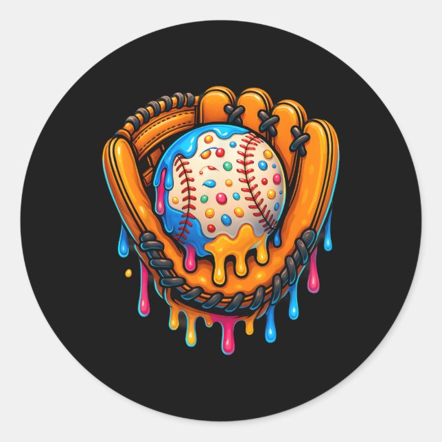 Verkauf von Tropfen Ice Creme Sprinkles Handschuh  Runder Aufkleber (Vorderseite)