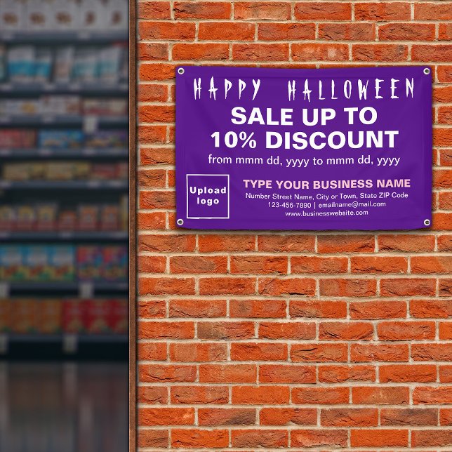 Verkauf von Werbebannern mit Lila Rechteck Banner (Attract more customers this holiday. Business Halloween sale on purple rectangle banner.)