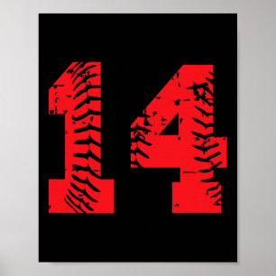 Verkaufe Softll Spieler Nummer #14 Rot Grunge Glüc Poster