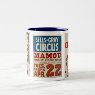 Verkäufe u. grauer Zirkus Zweifarbige Tasse
