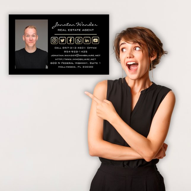 Verkaufen Sie das Social Media Logo Real Estate Ag Visitenkarte (Sell House Social Media Logo RealEstate Agent Gold Business Card)