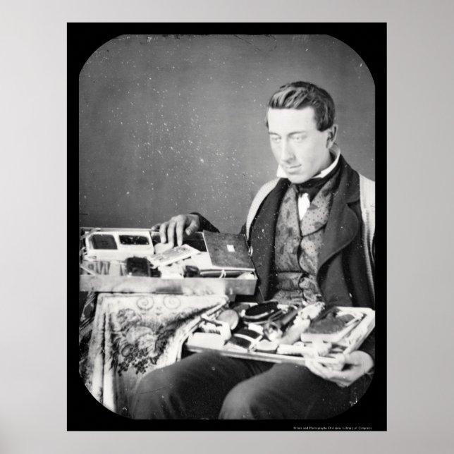 Verkäufer zeigt seinen Werken Daguerreotyp 1852 Poster (Vorne)