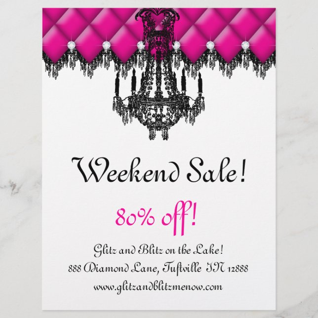 Verkaufsflyer Modeschmuck Rosa Kronleuchter Geknöp Flyer (Vorne)