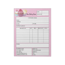 Verkaufsformular für Backwaren für Backwaren Rechn Notizblock