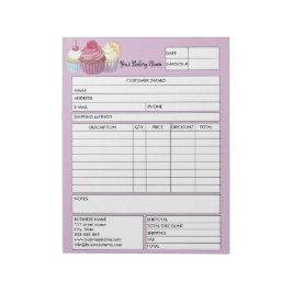 Verkaufsformular für Backwaren für Backwaren Rechn Notizblock