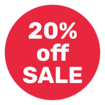 Verkaufsticker 20% Preisnachlass - Rot & Weiß - Mo