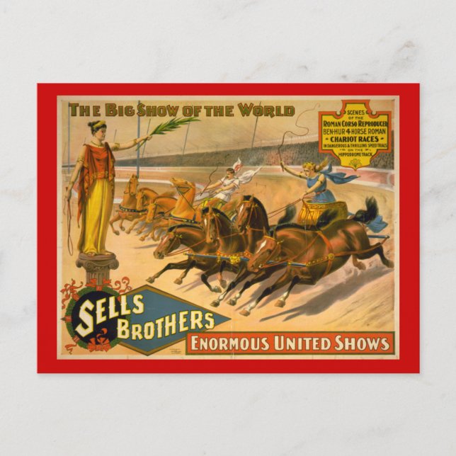 Verkauft Brothers Chariot Races Circus Poster Postkarte (Vorderseite)
