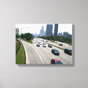 Verkehr in Chicago zur Hauptverkehrszeit Leinwanddruck