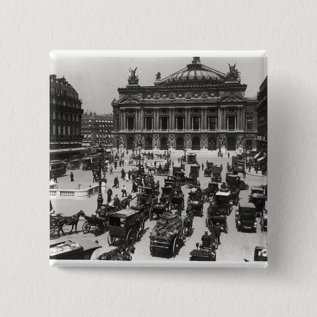 Verkehr vor dem Paris-Opernhaus Button (Vorderseite)