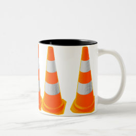 Verkehrs-Kegel mit grauen Streifen Zweifarbige Tasse