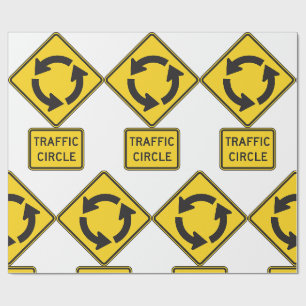 Verkehrskreisel-Straßenschild Gelbes Diamant Geschenkpapier