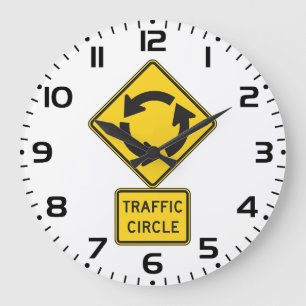 Verkehrskreisel-Straßenschild Gelbes Diamant Große Wanduhr