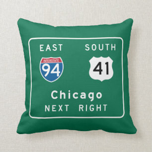 Verkehrsschild Chicagos, IL Kissen