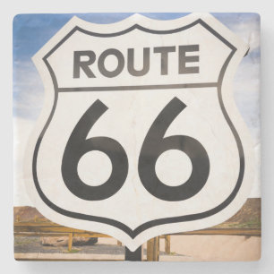 Verkehrsschild des Weges 66, Arizona Steinuntersetzer