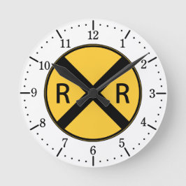 Verkehrsschild-Eisenbahn-Straßenüberquerung Runde Wanduhr