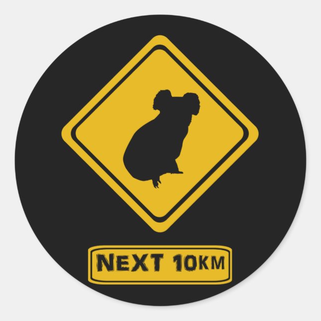 Verkehrsschild Koala Runder Aufkleber (Vorderseite)