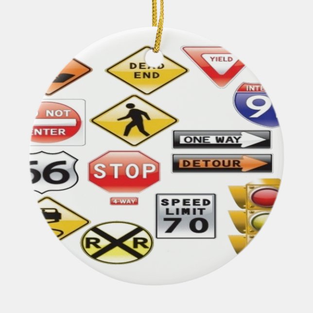 Verkehrsschild- und Ampelentwurf Keramikornament (Vorne)