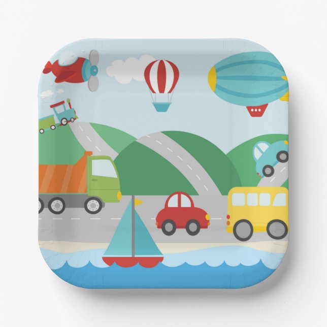 Verkehrsszene Pappteller (Vorderseite)