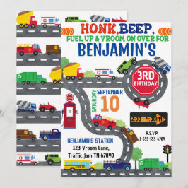 Verkehrsthema Geburtstagsparty Einladung