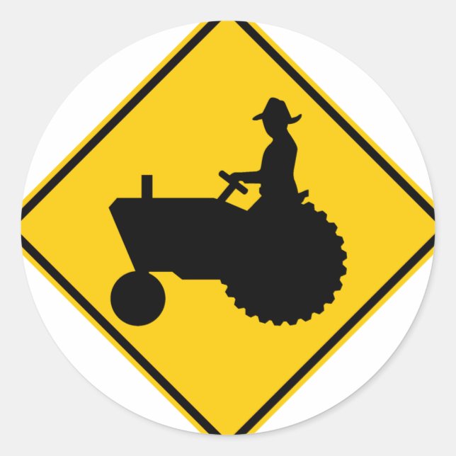 Verkehrszeichen der Landmaschinen Runder Aufkleber (Vorderseite)