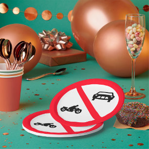 Verkehrszeichen Keine Fahrzeuge Pappteller