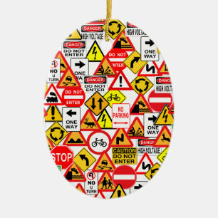 Verkehrszeichenverzierung Keramik Ornament