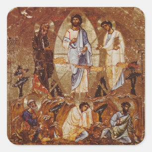 Verklärung Christi Orthodoxe christliche Ikone Quadratischer Aufkleber