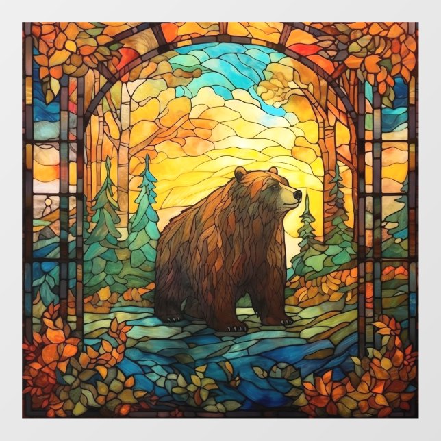 Verklebte Glasbärenfenster Fensteraufkleber (Blatt)