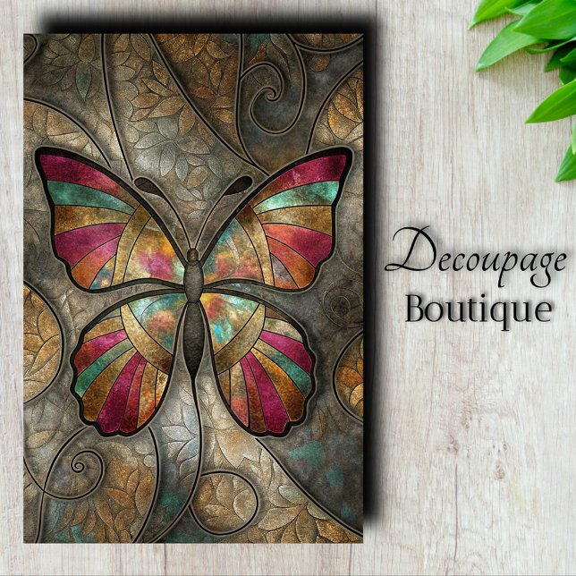 Verklebte Glaskuppel-Decoupage Seidenpapier (Stained Glass Butterfly Decoupage Tissue Paper)