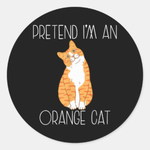 Verkleidung als orange Katze Halloween Kostüm Fami Runder Aufkleber