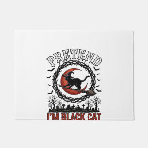 Verkleidungs-Schwarze Katze Halloween Hexenhut Rot Fußmatte