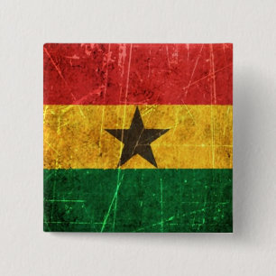 Verkratzte und getragene Vintage Ghana-Flagge Button