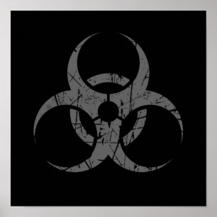 Verkratztes graues Biogefährdung-Symbol auf Poster