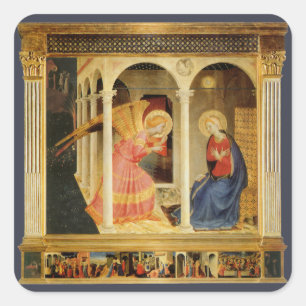 Verkündigung von Fra Angelico, Renaissance-Fine-Ar Quadratischer Aufkleber