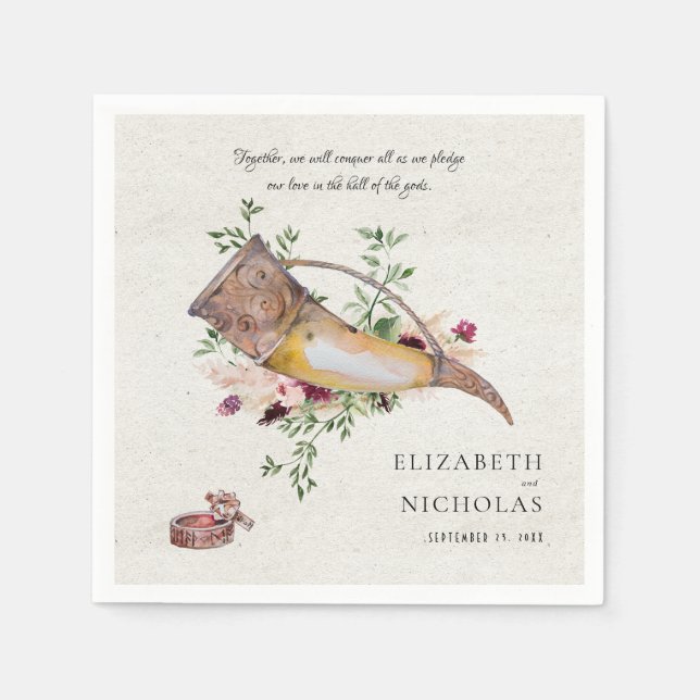 Verlangen Sie unsere Liebe | Elegant Viking Weddin Serviette (Vorderseite)