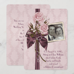 Verlängerung der Ehe - Rose und Damast mit Foto Einladung