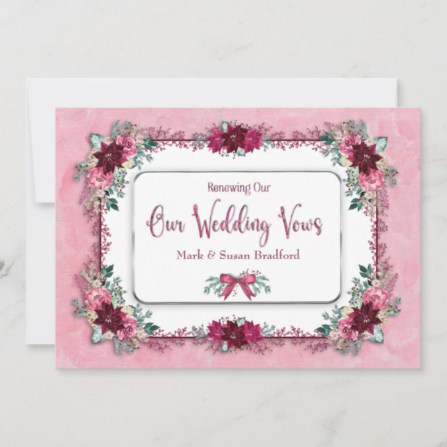 Verlängerung der Hochzeit Vows Weihnachten Pink Po Einladung (Vorderseite)