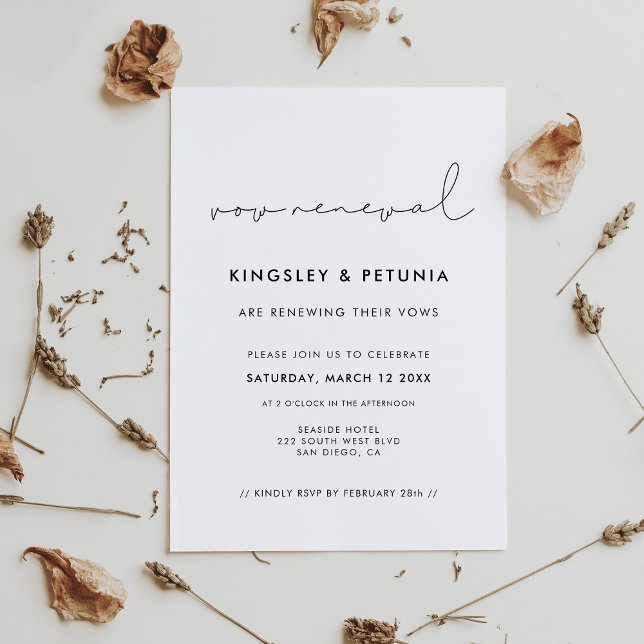 Verlängerung der Minimalistischen handgeschriebene Einladung (Minimalist handwritten Wedding Vow renewal Invitation)