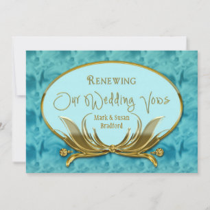 Verlängerung von Ehevows - Elegantes Blau/Gold/Rah Einladung